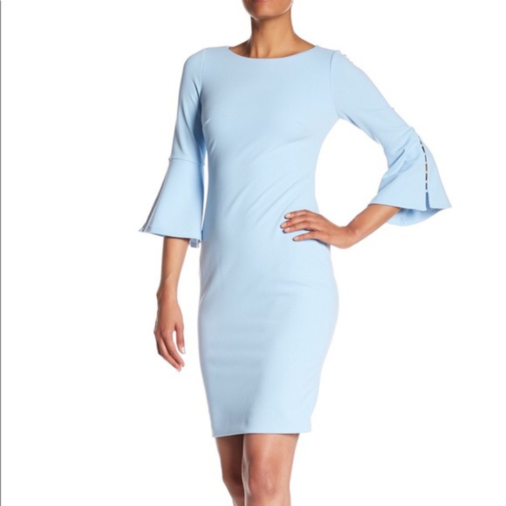 Calvin Klein Pearl Detail Bell Sleeve Dress
